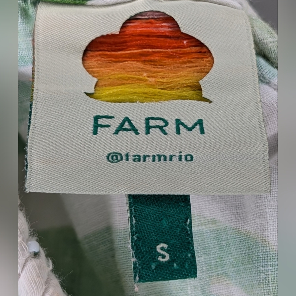 Farm Rio • Monstera Maxi Dress in White/Kelly Green READ - Picture 6 of 7